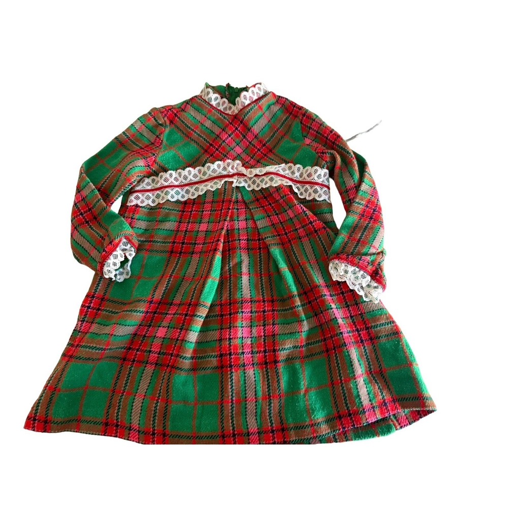 vintage SEARS 5 plaid green/pink/red dress girls